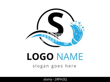 Letter S cleaning service logo design template Stock Vector