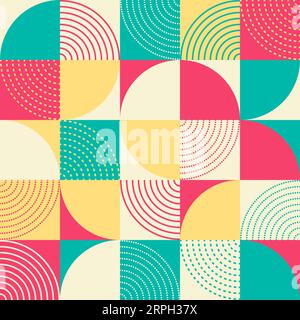 Geometric circle line graphic shapes seamless pattern Stock Vector