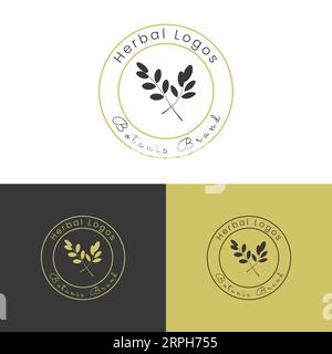 Herbal Flower Minimalist Logo Stock Vector