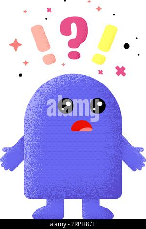 Funny textured shape questioning. Geometric form mascot Stock Vector