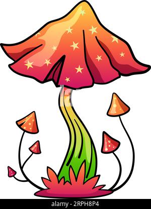 Fantasy poison mushroom. Red cap magic fungus Stock Vector