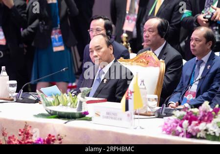 191104 -- BANGKOK, Nov. 4, 2019 -- Vietnamese Prime Minister Nguyen Xuan Phuc attends the 22nd ASEAN Plus Three Summit in Bangkok, Thailand, Nov. 4, 2019. The Association of Southeast Asian Nations, China, Japan and South Korea ASEAN Plus Three countries or 103 pledged here Monday to enhance regional connectivity to realize their collective efforts for regional integration and promote sustainable development.  THAILAND-BANGKOK-ASEAN PLUS THREE SUMMIT ZhangxKeren PUBLICATIONxNOTxINxCHN Stock Photo