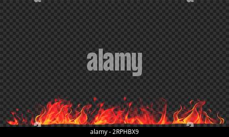 Realistic burning flame border. Vector illustration. Stock Vector