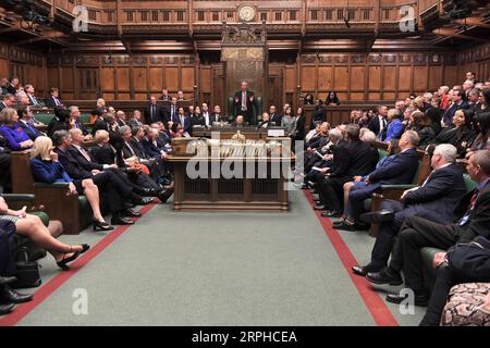 191105 -- LONDON, Nov. 5, 2019 -- Lindsay Hoyle C is seen at the House of Commons in London, Britain on Nov. 4, 2019. Labor MP Lindsay Hoyle was elected on Monday to succeed John Bercow as Speaker of Britain s House of Commons, one of the key jobs in British politics. Jessica Taylor/UK Parliament/Handout via Xinhua HOC MANDATORY CREDIT: UK Parliament/Jessica Taylor BRITAIN-LONDON-HOUSE OF COMMONS-NEW SPEAKER HanxYan PUBLICATIONxNOTxINxCHN Stock Photo