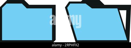 Folder icon. File system blue retro symbol Stock Vector