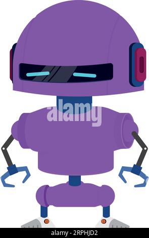 Purple robot. Futuristic technology mascot. Cartoon android Stock Vector