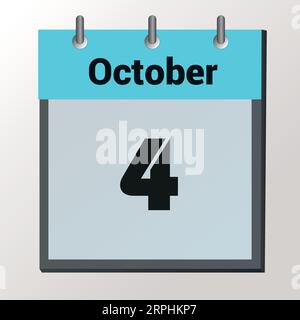day on the calendar, vector image format, October 4 Stock Vector