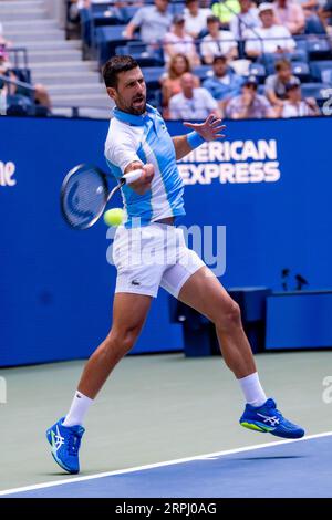 Novak Djokovic (SBR) competing in the Men's Singles Round 2 at the 2023 US Open Tennis Stock Photo