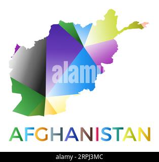 Bright colored Afghanistan shape. Multicolor geometric style country logo. Modern trendy design. Awesome vector illustration. Stock Vector