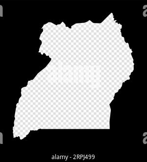 Stencil map of Uganda. Simple and minimal transparent map of Uganda. Black rectangle with cut shape of the country. Neat vector illustration. Stock Vector