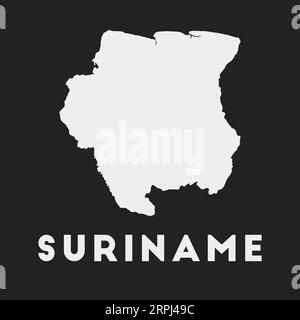 Suriname icon. Country map on dark background. Stylish Suriname map with country name. Vector illustration. Stock Vector