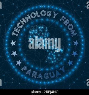 Technology From Paraguay. Futuristic geometric badge of the country. Technological concept. Round Paraguay logo. Vector illustration. Stock Vector
