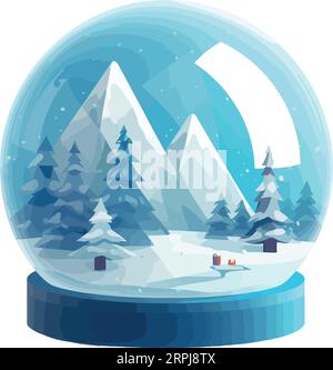 Winter forest on a snowball over white Stock Vector