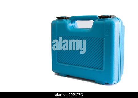Blue box for tools isolated on the white Stock Photo