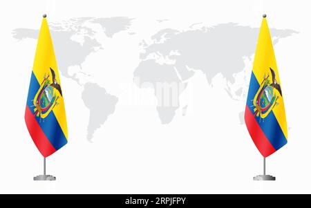 Ecuador and Ecuador flags for official meeting against background of world map. Stock Vector