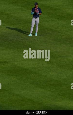 Seattle Mariners' J.P. Crawford plays during a baseball game, Wednesday,  April 26, 2023, in Philadelphia. (AP Photo/Matt Slocum Stock Photo - Alamy