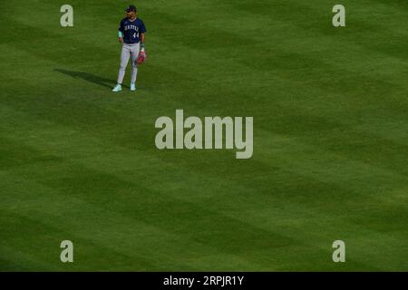 Seattle Mariners' Julio Rodriguez plays during a baseball game, Thursday,  April 27, 2023, in Philadelphia. (AP Photo/Matt Slocum Stock Photo - Alamy