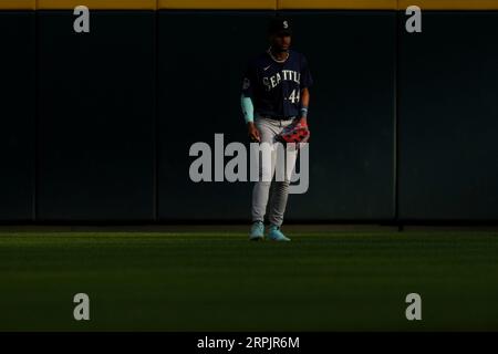 Seattle Mariners' Julio Rodriguez plays during a baseball game, Thursday,  April 27, 2023, in Philadelphia. (AP Photo/Matt Slocum Stock Photo - Alamy