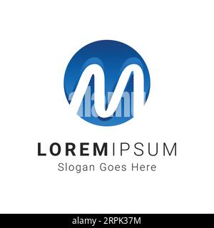 Initial Letter M Logo Design 3D Blue Futuristic M Logotype Tech M Stock Vector