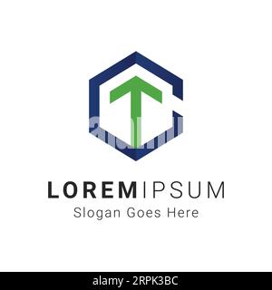Initial Letter CT or TC Monogram Text Letter Logo Design Stock Vector