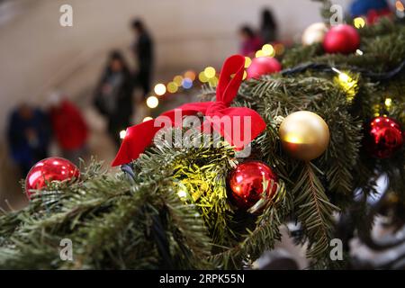 191230 -- PARIS, Dec. 30, 2019 -- Colorful decorations are seen at the Chantilly Castle, north of Paris, France, Dec. 29, 2019. Festive decorations including majestic Christmas trees and a 12-metre long festive table adorned with party decorations are seen at the Chantilly Castle in celebration of Christmas and the upcoming New Year. The decorations will be presented until Jan. 5, 2020.  FRANCE-CHANTILLY CASTLE-FESTIVAL-DECORATIONS GaoxJing PUBLICATIONxNOTxINxCHN Stock Photo