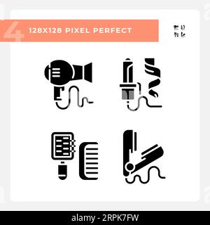 2D pixel perfect glyph style icons set Stock Vector