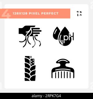 Pixel perfect haircare glyph style icons set Stock Vector