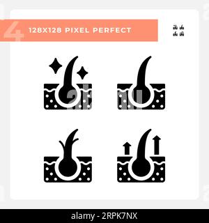 Pixel perfect glyph style haircare icons set Stock Vector