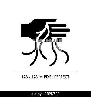 2D woman with hand washing hair glyph style icon Stock Vector