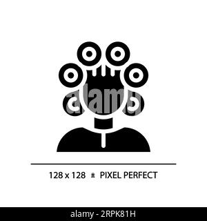 2D woman with rollers on head simple glyph style icon Stock Vector
