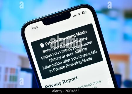 Delhi, India 4 September 2023:- Private browsing mode on iphone used to search privately Stock Photo