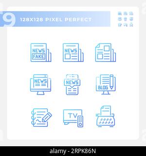 Set of pixel perfect gradient journalism icons Stock Vector