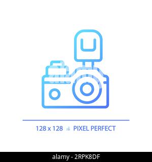2D thin linear gradient camera icon Stock Vector
