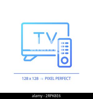 2D thin linear gradient television set icon Stock Vector