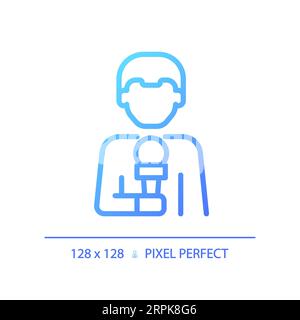 2D thin linear gradient news reporter icon Stock Vector
