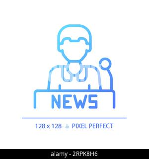 2D thin linear gradient newscaster icon Stock Vector