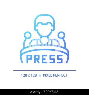 2D thin linear gradient press conference icon Stock Vector