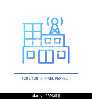 2D gradient radio station building icon Stock Vector