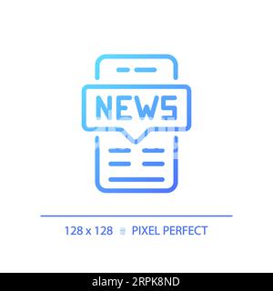 2D thin linear gradient mobile news icon Stock Vector
