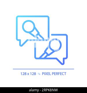 2D thin linear gradient media interview icon Stock Vector
