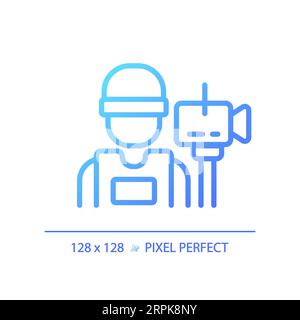 2D thin linear gradient cameraman icon Stock Vector