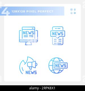pixel perfect journalism icons pack Stock Vector