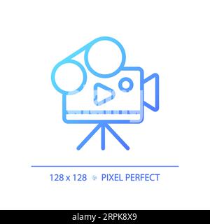 2D thin linear gradient video camera icon Stock Vector