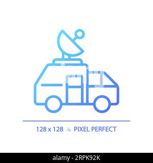 2D thin linear gradient news satellite van icon Stock Vector