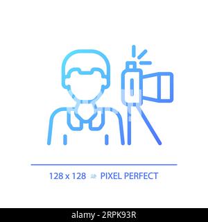 2D thin linear gradient photojournalist icon Stock Vector