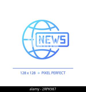 2D thin linear gradient global news icon Stock Vector