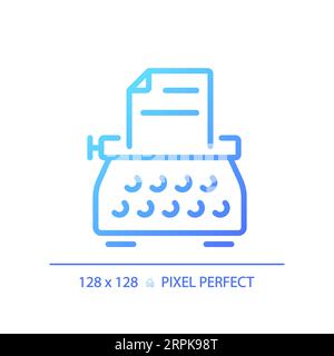 2D thin linear gradient typewriter icon Stock Vector