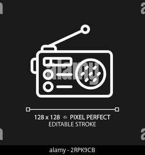 2D customizable thin linear white radio icon Stock Vector