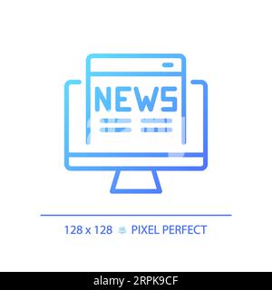 2D thin linear gradient online news icon Stock Vector