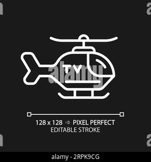 2D customizable thin linear white news helicopter icon Stock Vector